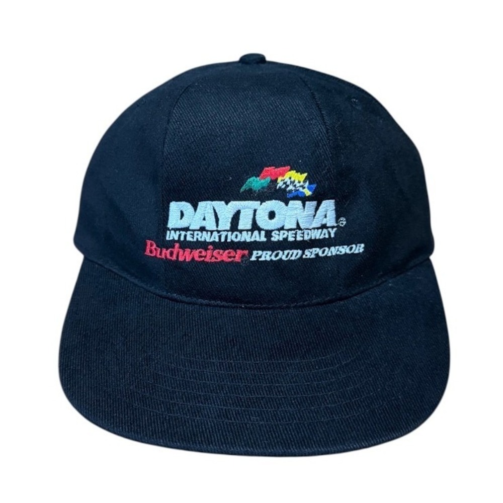 Vintage 90s Budweiser Beer Daytona Racing Speedway 6 Panel Sports Strapback Hat